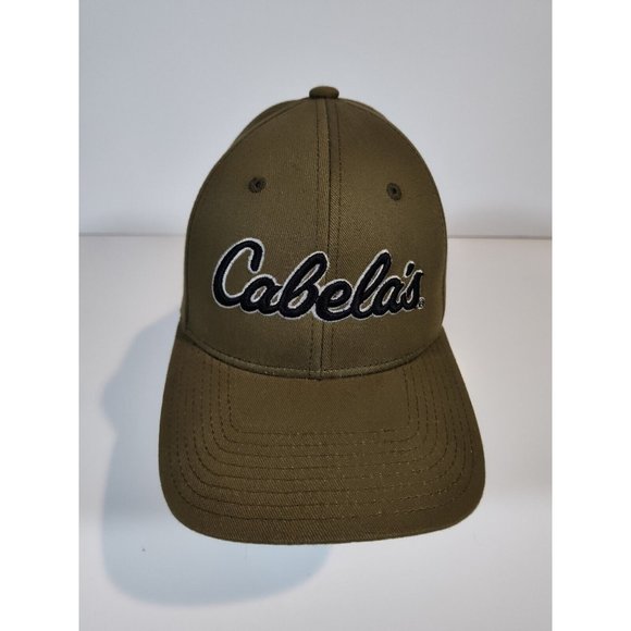 Cabela's Baseball Hat Cap Olive Green Snapback Embroidered Black Logo - Picture 1 of 8